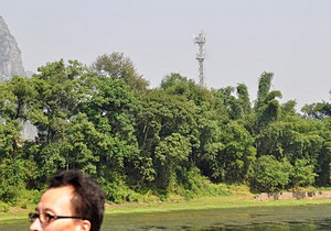 A cell tower in a remote village along the river Li