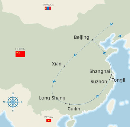 Tour map of china